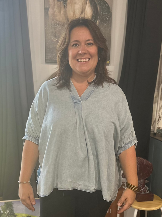 Chambray Shrug Top