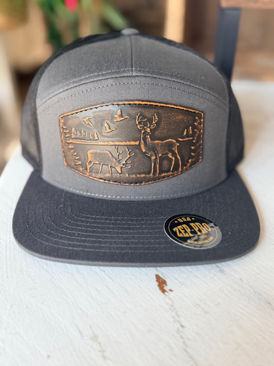 Outdoorsmen Leather Patch Cap