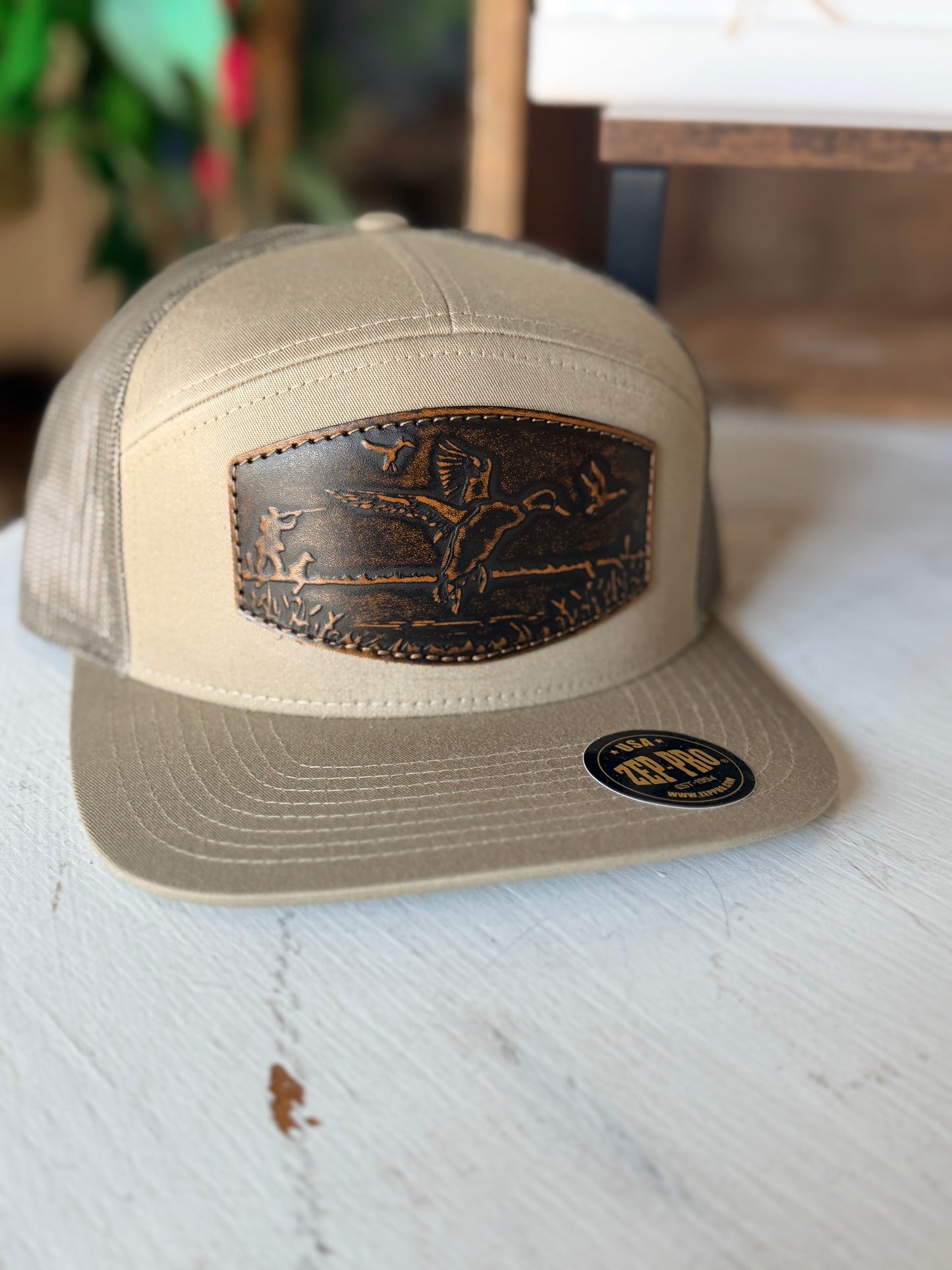 Outdoorsmen Leather Patch Cap