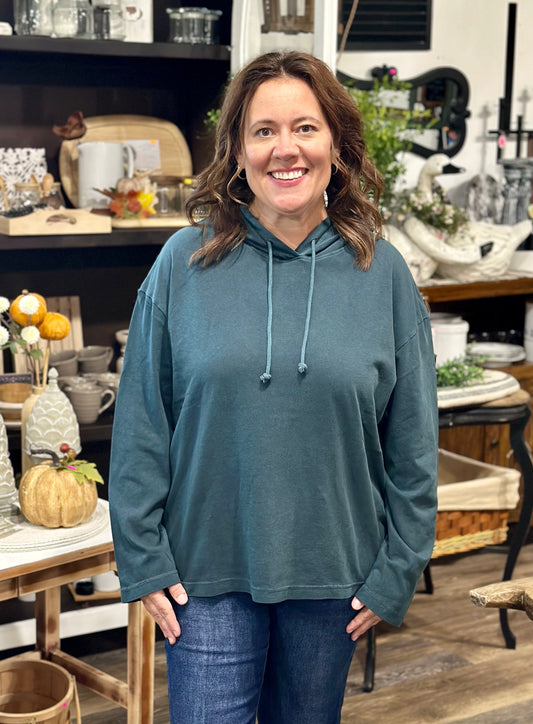 Oversized Hooded Long-Sleeve Top
