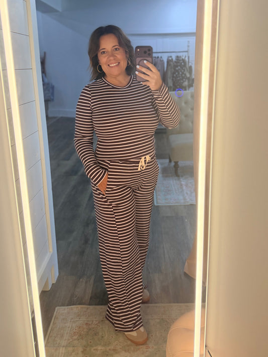 set, 2 piece, stripes, plum