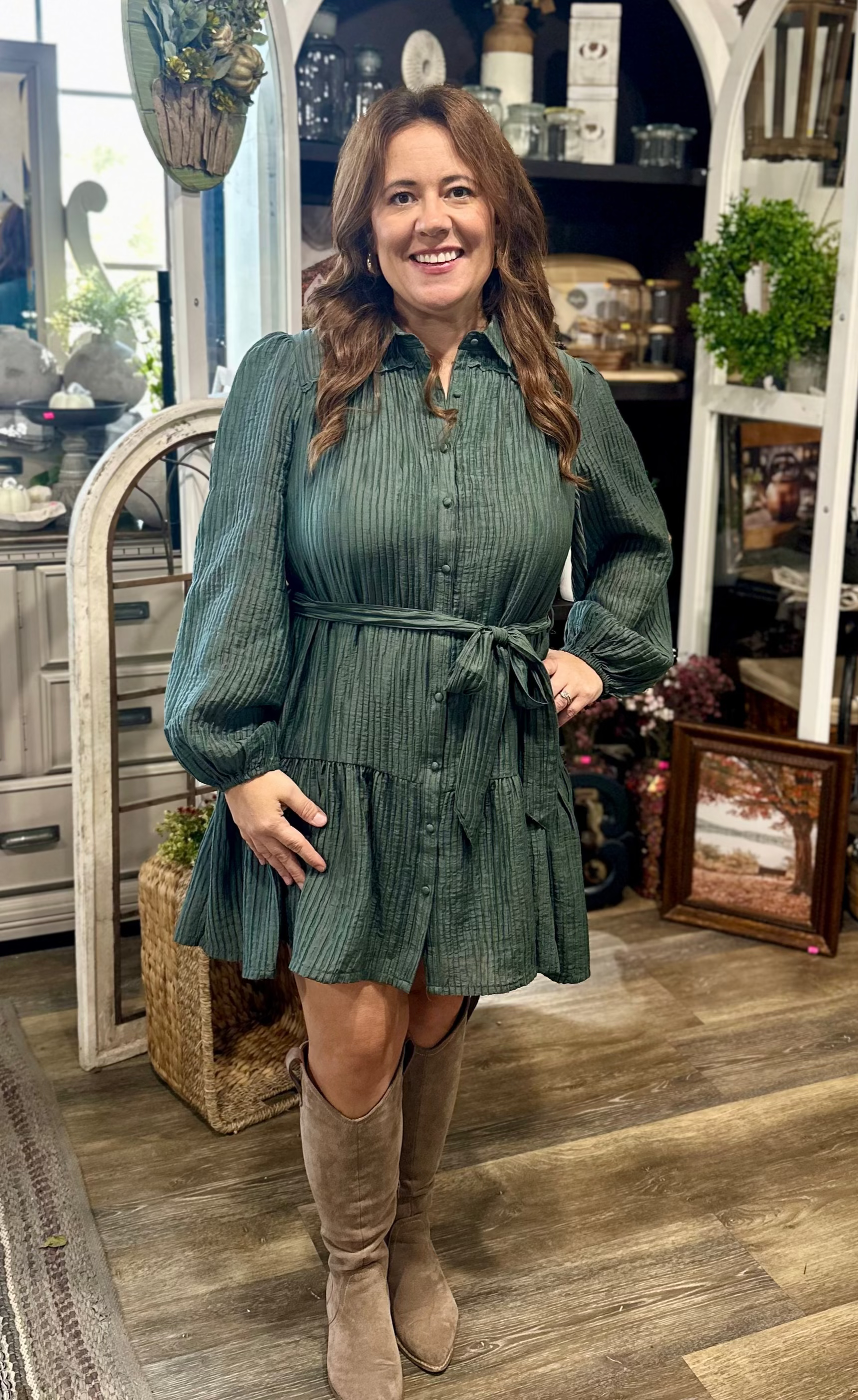 Jade green mini dress