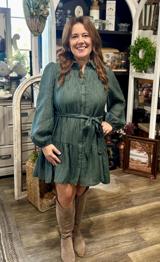Jade green mini dress