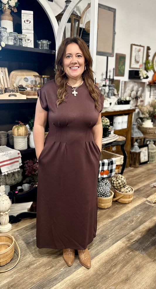 brown scuba dress