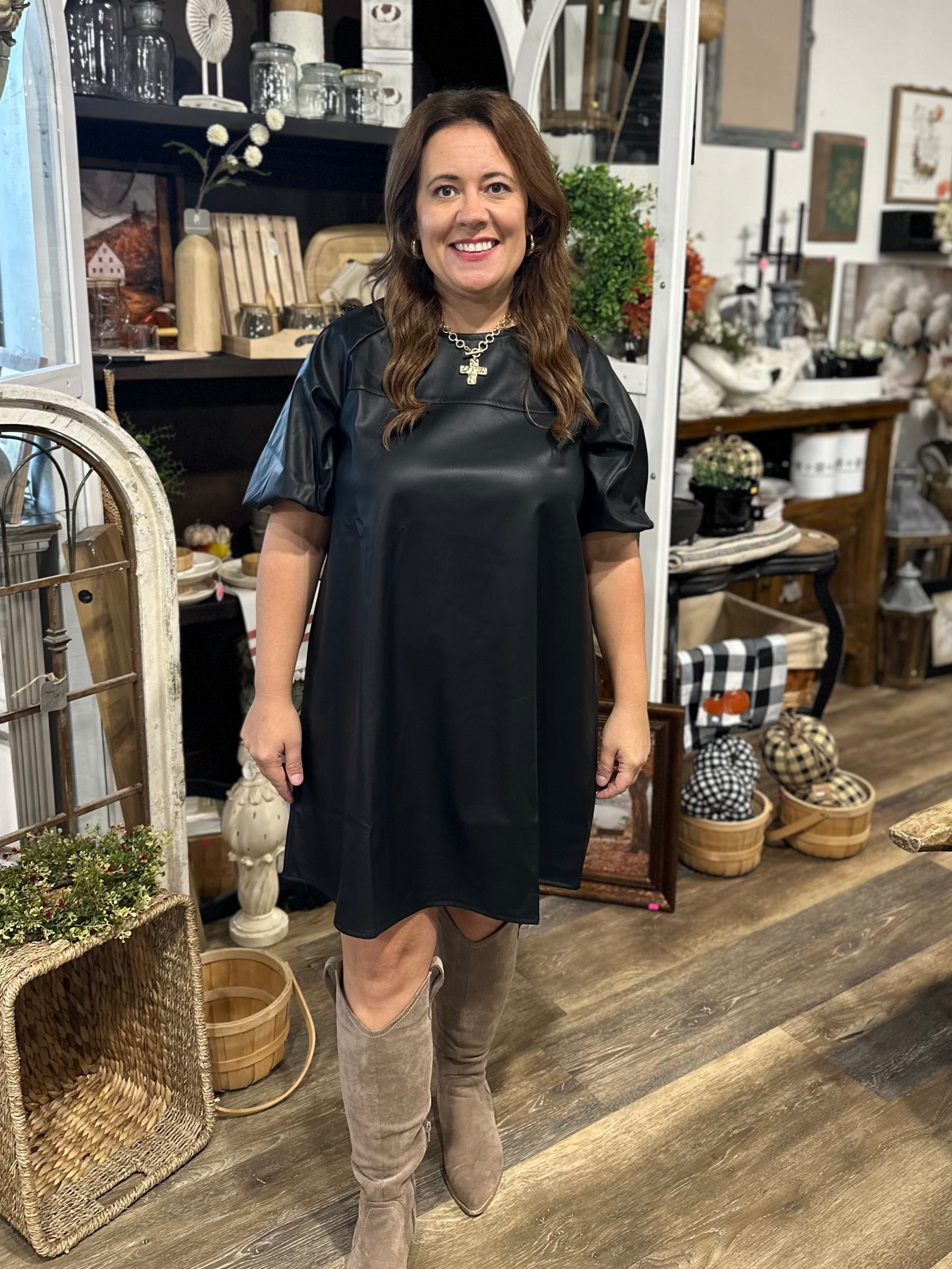 Short leather dress