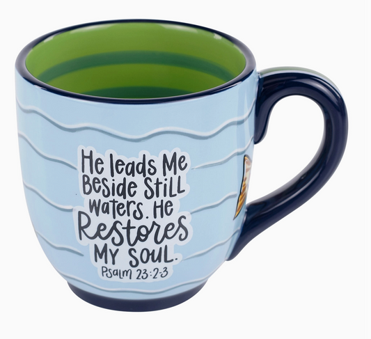 Leads me Beside the Still Waters Mug