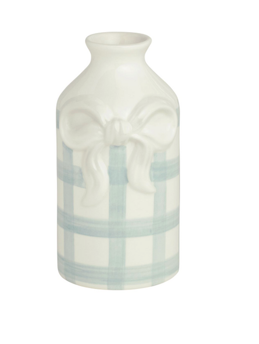 Gingham Bow Bud Vase