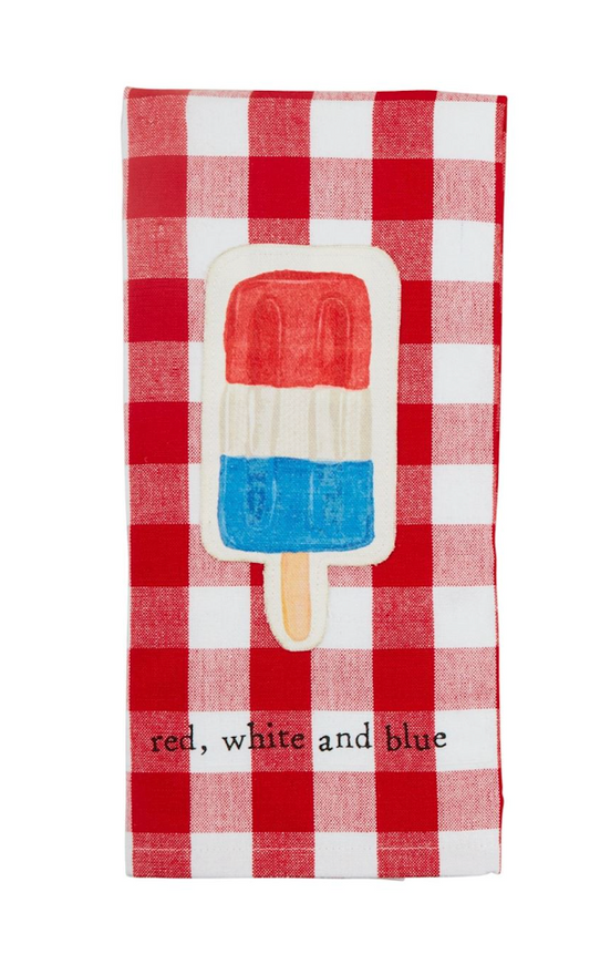 red white and blue tea towel