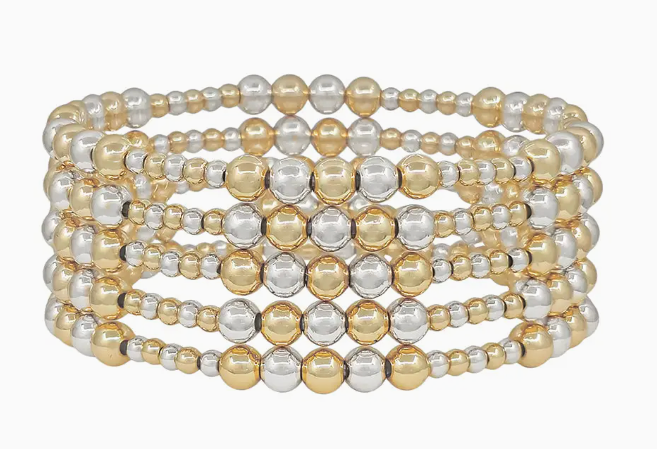 5MM & 3MM Gold & Silver Beaded Bracelet