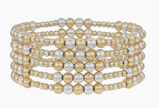 5MM & 3MM Gold & Silver Beaded Bracelet