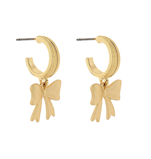 Textured Bow Dangle Earring