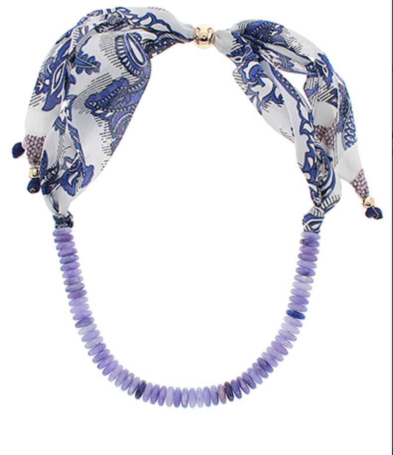 Half Marble Beaded Scarf Necklace