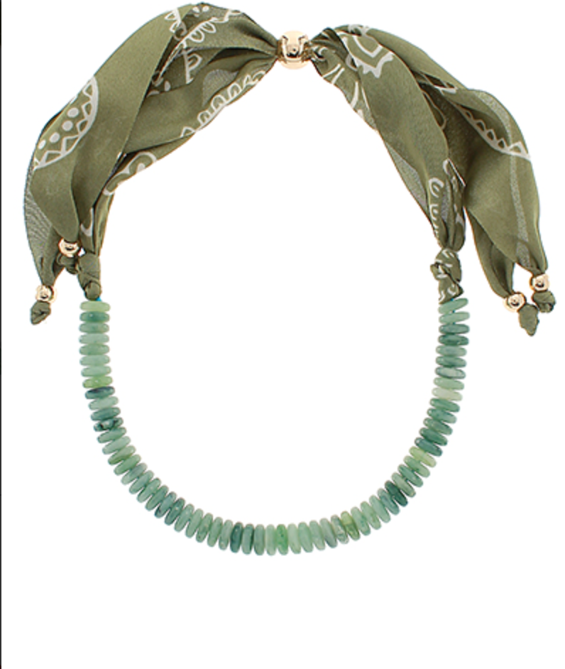 Half Marble Beaded Scarf Necklace