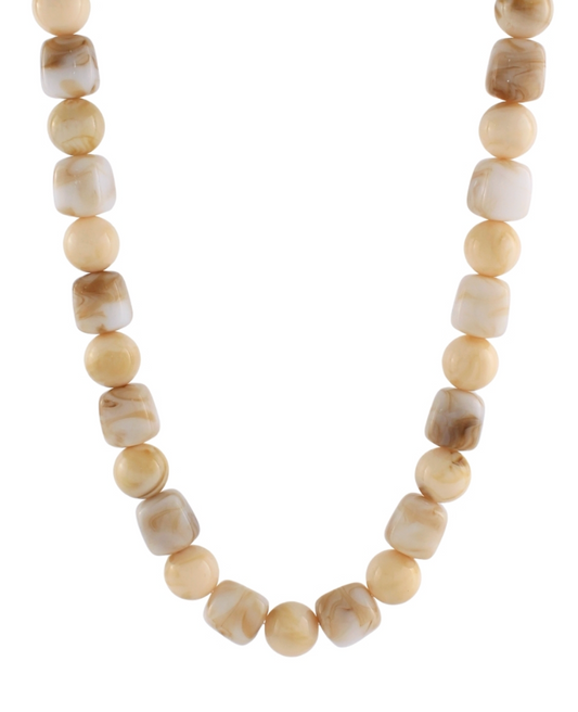 Marble Stone Cube & Ball Necklace