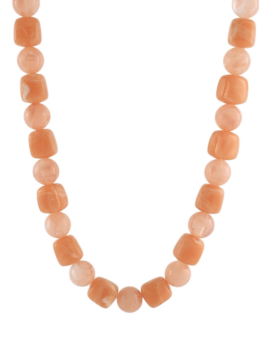 Marble Stone Cube & Ball Necklace
