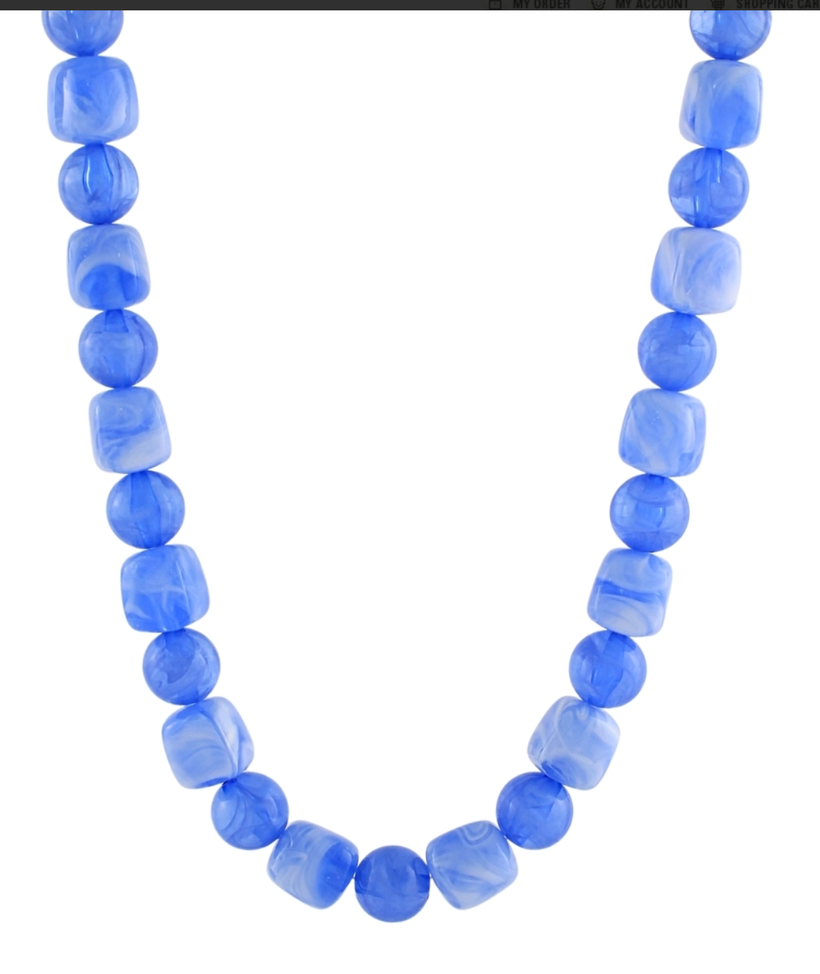 Marble Stone Cube & Ball Necklace