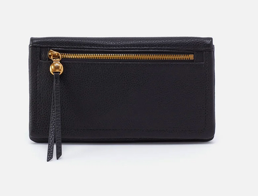 Lumen Continental Wallet In Pebbled Leather-Black by Hobo