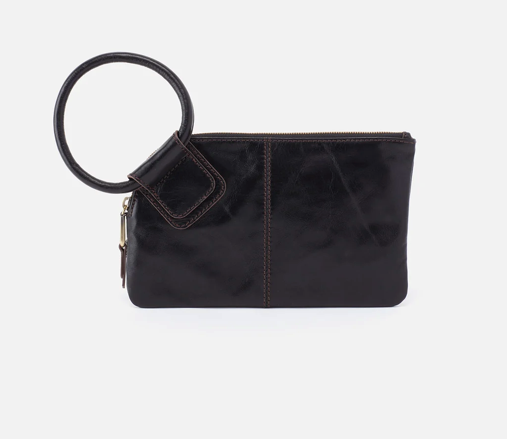 Sable Wristlet In Polished Black Leather by Hobo