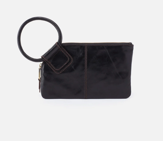 Sable Wristlet In Polished Black Leather by Hobo