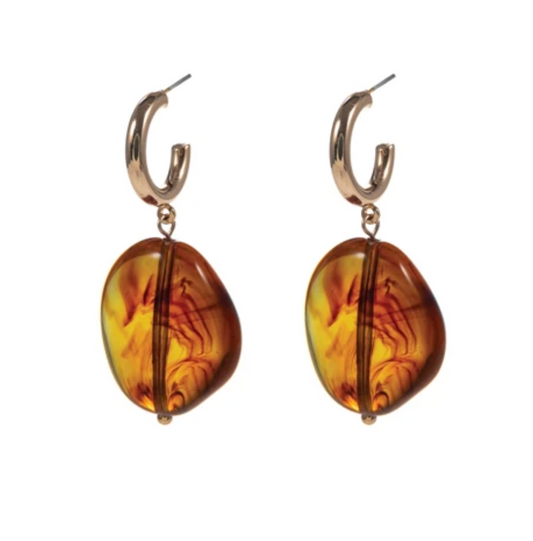 Brown Stone Hoop Earring