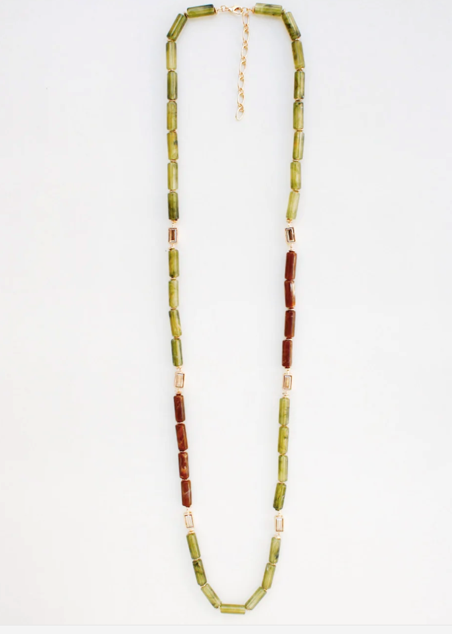 Green & Brown Beaded Layering Necklace