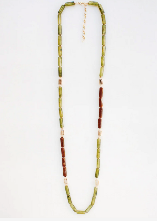 Green & Brown Beaded Layering Necklace