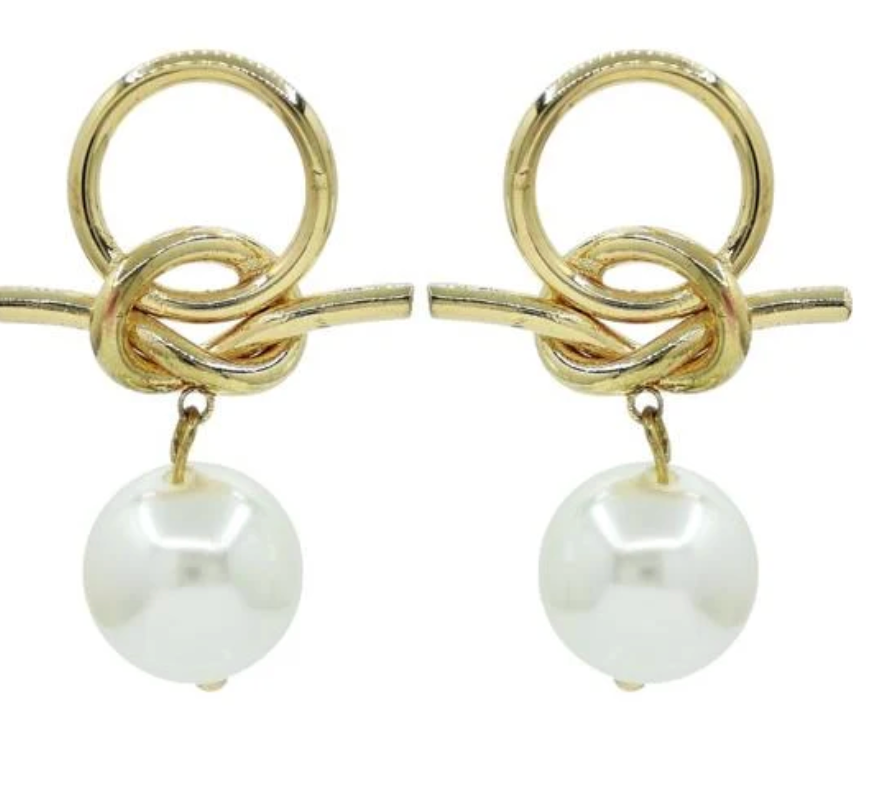 Geometric Drop Pearl Earring