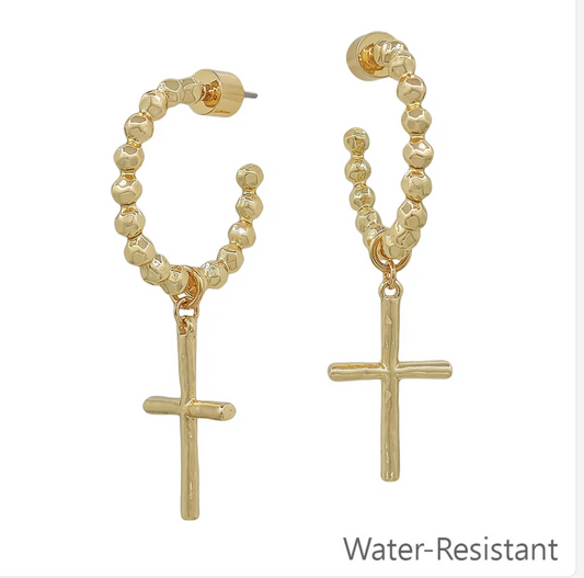 Ball Cross Charm Earring