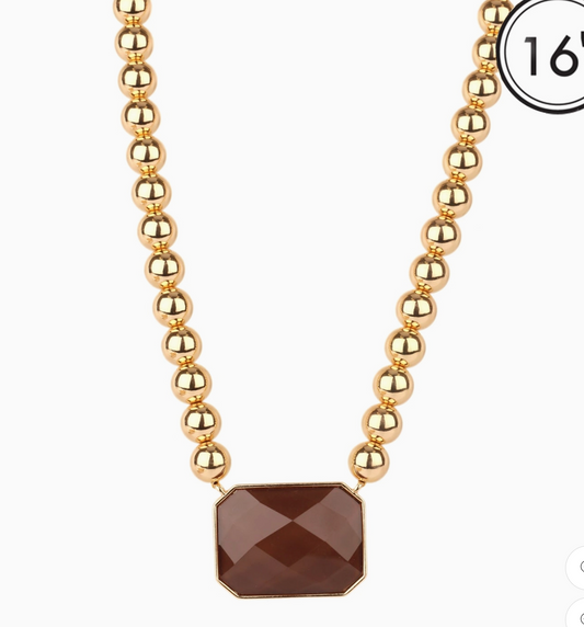 Brown Rectangle Necklace