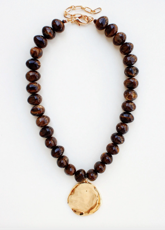 Brown Chunky Charm Necklace