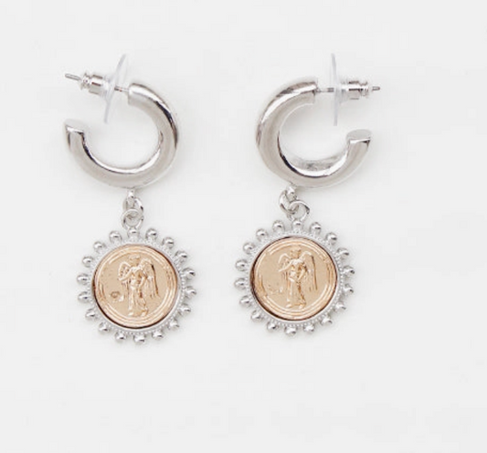 Silver & Gold Coin Earring