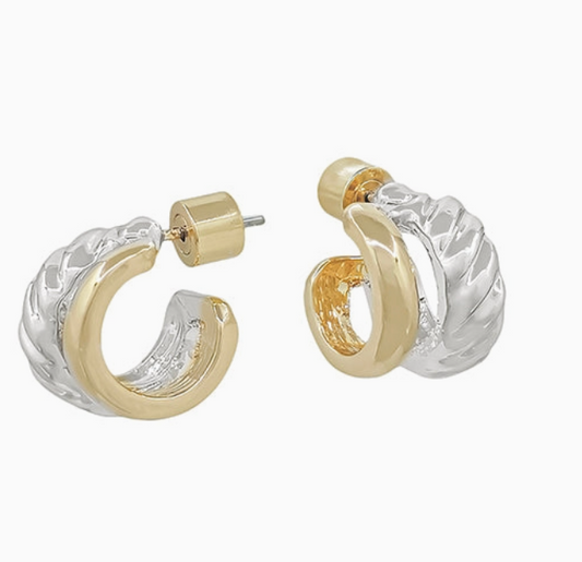 Silver & Gold Huggie Earring