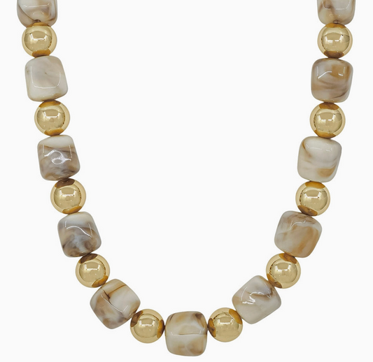 Gold & Natural Beaded Necklace