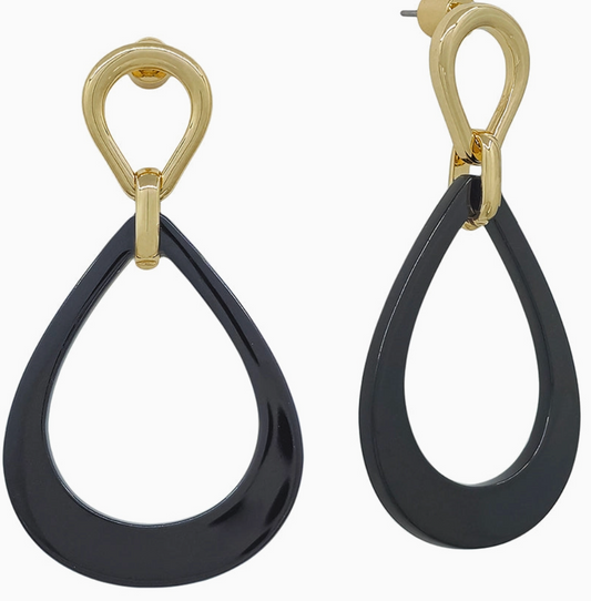 Gold & Black Resin Earrings