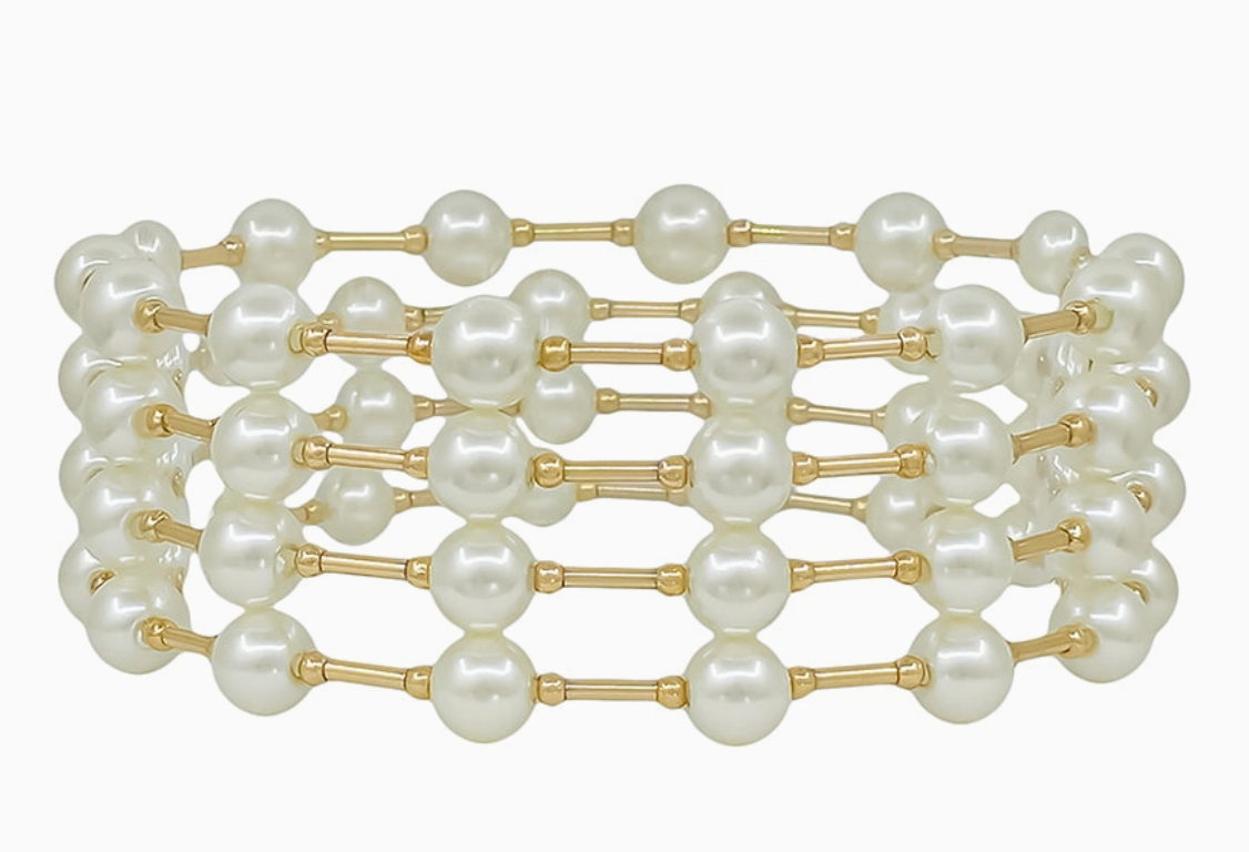 Pearl & Gold Stretch Bracelet