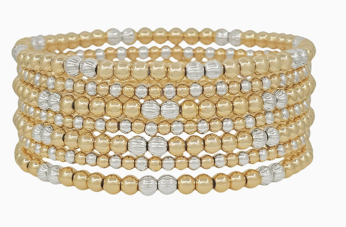 Set of 7 Small Gold & Silver Bracelet