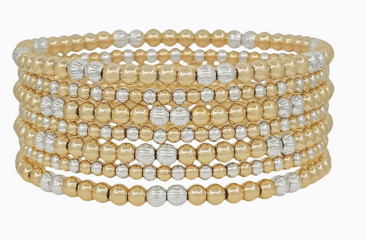 Set of 7 Small Gold & Silver Bracelet