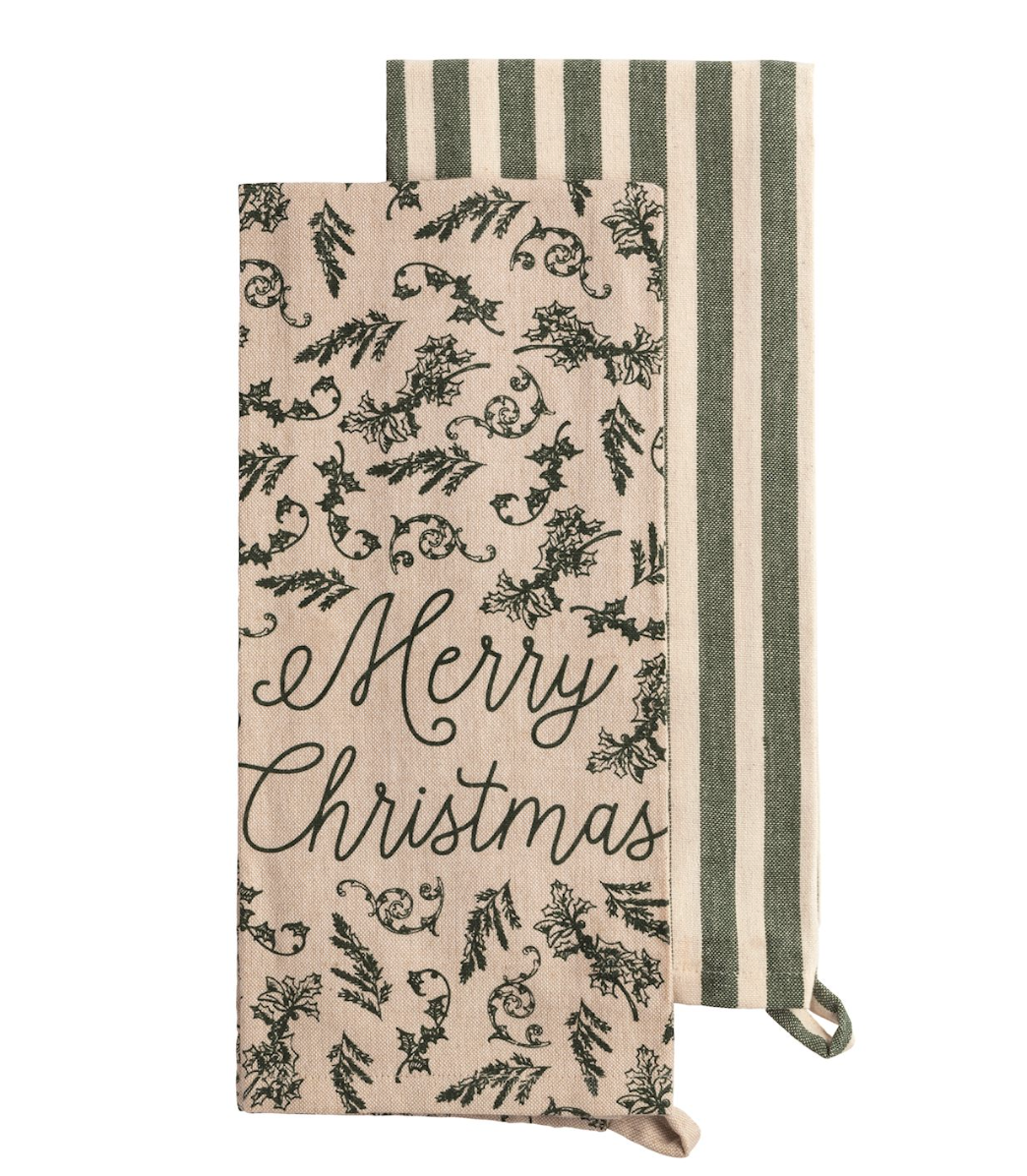 White Christmas Chambray Towel Sets