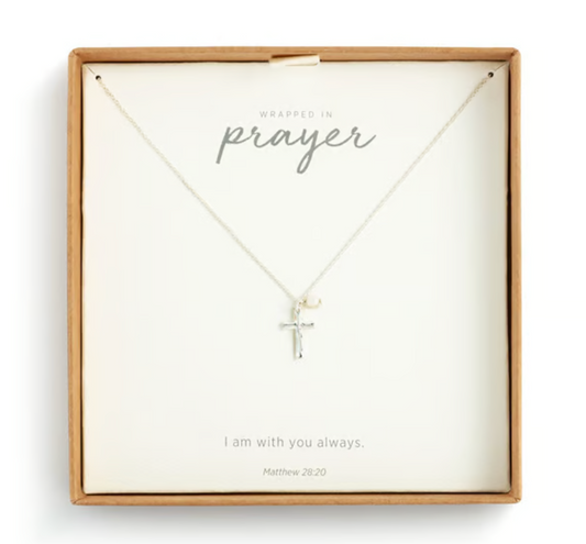 Dainty Cross Necklace with Pearl