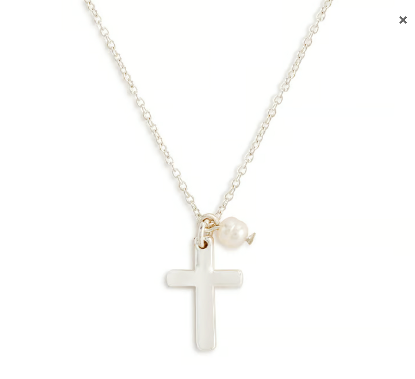 Dainty Cross Necklace with Pearl
