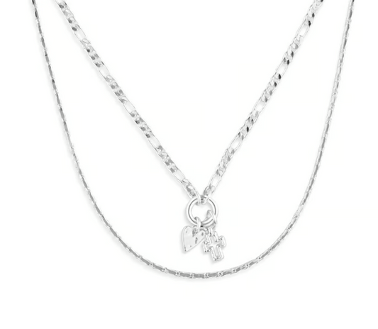 Heart + Cross Double Layer Necklace