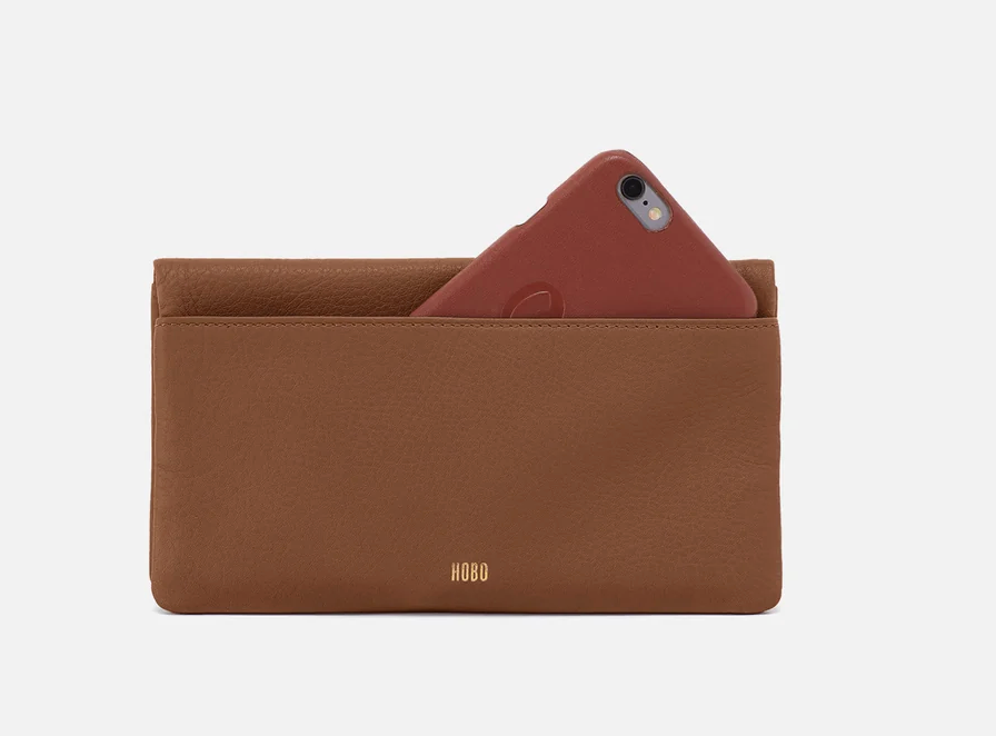 Lumen Continental Wallet in Pebbled Leather-Timber Brown by Hobo