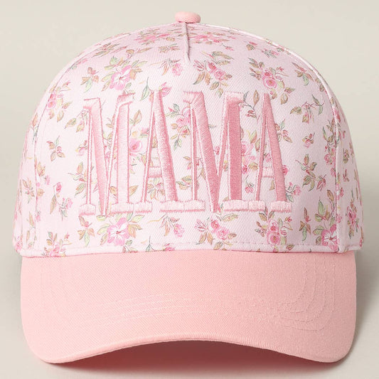 MAMA Embroidered Flower PatternTrucker Hat: PINK/PINK / ONE SIZE
