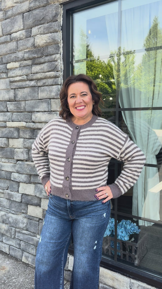 Striped Fuzzy Cardigan